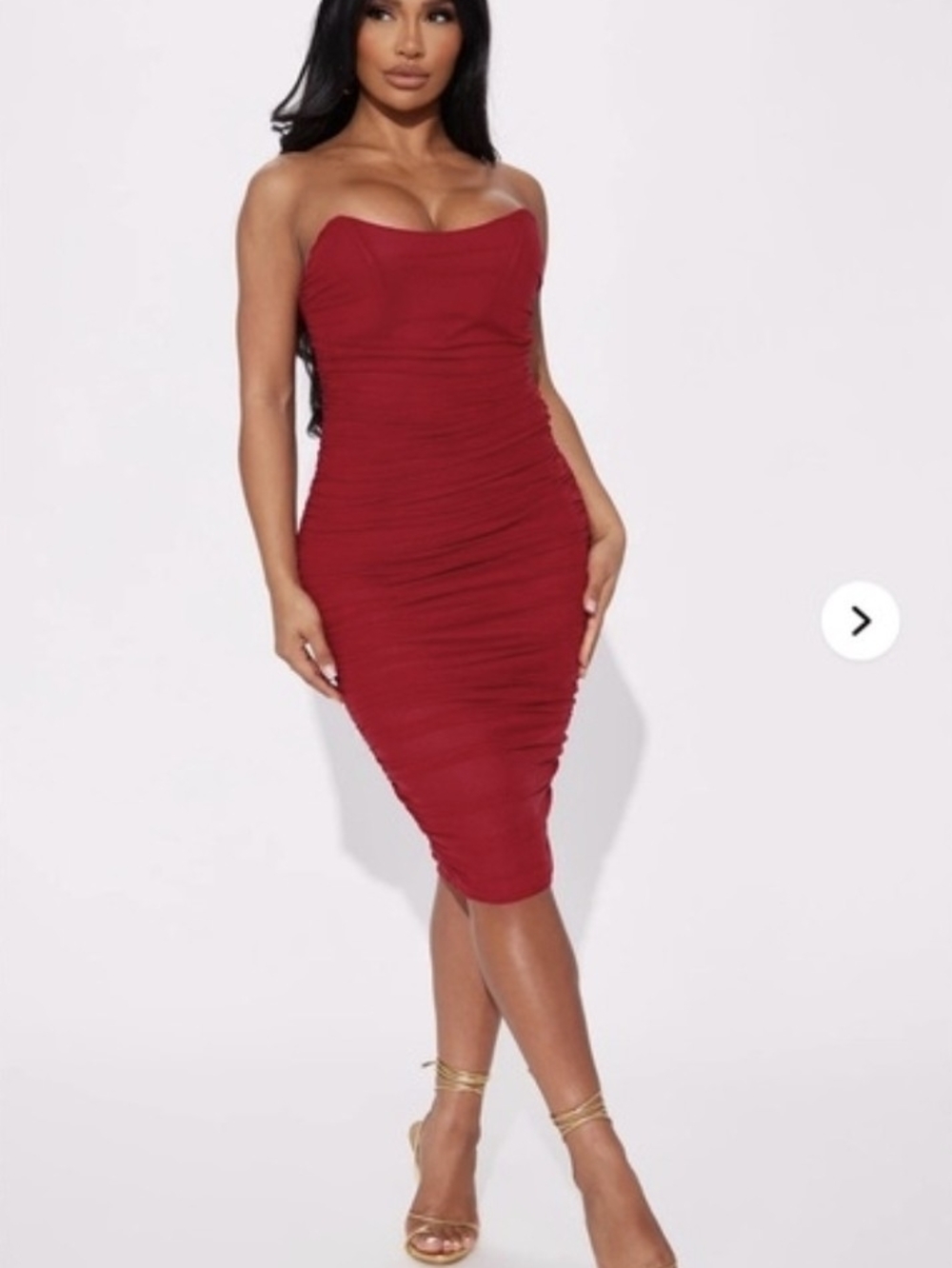 Fashion Nova Ruched For Me Mesh Midi Dress Sz M NWT